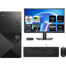 Dell Vostro 3030MT Intel Core I5 12400 64GB 1tb SSD GT1030/4GB 23.8" Fhd Monitör Fdos Masaüstü Bilgisayar & Per4 USB Bellek N6004VDT3030MTP734