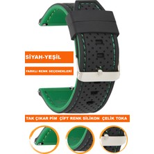  20mm-22mm 24mm saatlerle uyumlu çift renk soft silikon saat kordonu kayışı a54-sy