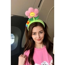 Caş Dekorasyon Yeşil Renk Çiçek Figürlü Peluş Taç