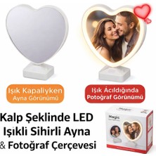 Eser Ticarett Kişiye Özel LED Işıklı Sihirli Ayna Fotoğraf Çerçevesi – Dokunmatik Magic Mirror Masaüstü (Kalp & Yuvarlak Seçenekli)