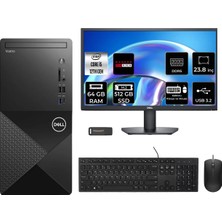 Dell Vostro 3030MT i5 12400 Masaüstü Bilgisayar 64GB RAM 512GB SSD 23.8" FHD FreeDOS + Per4 USB N6004VDT3030MTP673