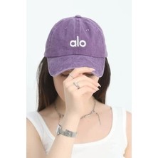 Clodi Unisex Mor Eskitme Kanvas Beyzbol Şapkası - Ayarlanabilir Logolu Spor ve Günlük Kep