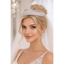 Caş Dekorasyon Zirkon Taşlı Söz Nişan Kına Gelin Taç