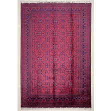 El Dokuma Afgan Halı Bilicik Desenlı 6 Metre 100%YÜN Kök Boya