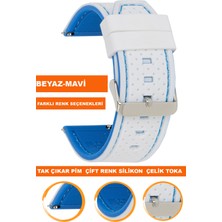  20mm-22mm 24mm saatlerle uyumlu çift renk soft silikon saat kordonu kayışı a54-bm