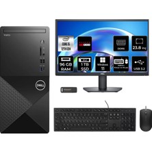 Dell Vostro 3030MT i5 12400 Masaüstü Bilgisayar 96GB RAM 1TB SSD 23.8" FHD Win11 Pro + Per4 USB N6004VDT3030MTP718