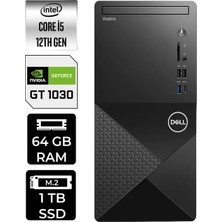 Dell Vostro 3030MT i5 12400 Masaüstü Bilgisayar 64GB RAM 1TB SSD Win11 Home + Per4 USB N6004VDT3030MTP454