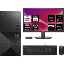 Dell Vostro 3030MT i5 12400 Masaüstü Bilgisayar 64GB RAM 1TB SSD 27" FHD FreeDOS + Per4 USB N6004VDT3030MTP914