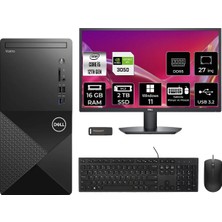 Dell Vostro 3030MT i5 12400 RTX 3050 Masaüstü Bilgisayar 16GB RAM 2TB SSD 27" FHD Win11 Pro + Per4 USB N6004VDT3030MTP1123