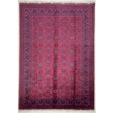 El Dokuma Afgan Halı Bilicik Desenlı 6 Metre 100%YÜN Kök Boya