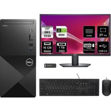 Dell Vostro 3030MT i5 12400 RTX 3050 Masaüstü Bilgisayar 16GB RAM 1TB SSD 27" FHD FreeDOS + Per4 USB N6004VDT3030MTP1082