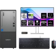 Lenovo Thinkcentre Neo 50T i7 13700 Masaüstü Bilgisayar 48GB RAM 512GB SSD 23.8" FHD Win11 Pro + Per4 USB 12UB000HTRP769