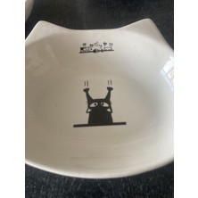Feyza Design Minik Seramik Kedi Mama ve Su Kabı, Şık ve Modern Tasarım