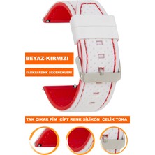  20mm-22mm 24mm saatlerle uyumlu çift renk soft silikon saat kordonu kayışı a54-bk