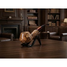 Goldenlight Meerschaum El Oyması Lületaşı Klasik Bent Pipo – Blok Taş, Akrilik Ağızlık, Filtre Uyumlu, Koleksiyonluk Hediye