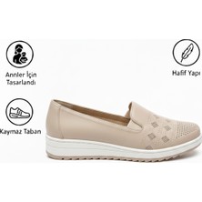 Liarca Kadın Ortopedik Delikli Comfort Günlük Ayakkabı Krem