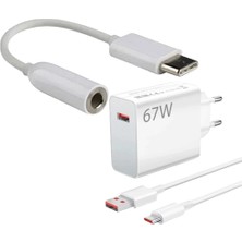 Power Xiaomi Redmi Uyumlu USB Type-C 6A 67W Hızlı Şarj Cihazı ve Kulaklık Dönüştürücü Çevirici