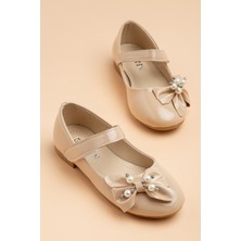 Dilimler Ayakkabı Kız Çocuk Babet Ten Rugan Fiyonk Boncuklu Baretli