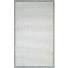 Sisal Sl-16 Krem Gri Dekoratif Desenli Çerçeveli Halı