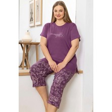 Aydoğan Kadın Inci Büyük Beden Menekşe Kapri Pijama Takım 0067