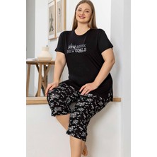 Aydoğan Kadın Inci Büyük Beden Siyah Kapri Pijama Takım 0071