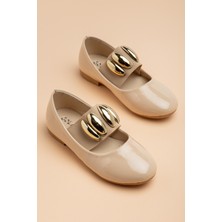 Dilimler Ayakkabı Kız Çocuk Babet Ten Rugan Elastik Bantlı