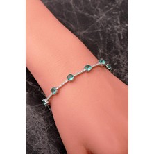 Sümer Telkari 2 Farklı Renk Seçenekli Taşlı Su Yolu Rodyumlu 925 Ayar Gümüş Bileklik 4913