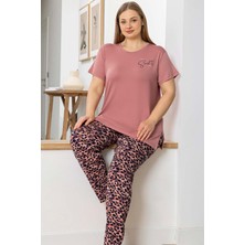Aydoğan Kadın Inci Büyük Beden Kısa Kol Somon Pijama Takım 0054