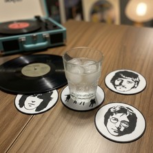 Riva Self The Beatles Grup ve Üye Silüetli 5 Parça Bardak Altlığı - Retro Dekoratif Seri