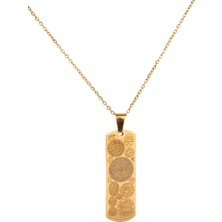 Altın Renk Dikdörtgen Altın Kaplama Dualı Çelik Kolye Çelik Zincirli Kararmaz Paslanmaz Silinmez