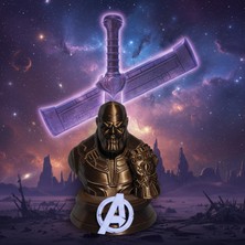 Riva Self Thanos 3D Büst Figür - Sonsuzluk Eldivenli Bronz Renk Özel Tasarım