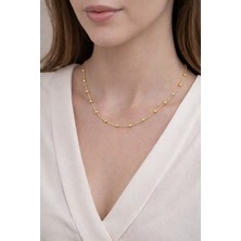 Gold Renk Top Gümüş Zincir 925 Ayar Gümüş Top Top Zincir