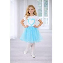 Dıgıl Kids Kız Çocuk Kalp Desenli T-Shirt Etek Takım