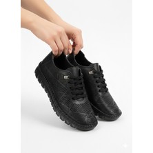 Tamdabu Ayakkabı Hakiki Deri Lazer Kesimli Şeffaf Taban Ortopedik Kadın Ayakkabı