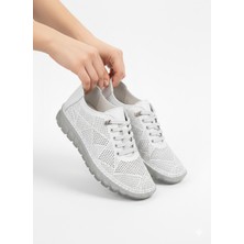 Tamdabu Ayakkabı Hakiki Deri Lazer Kesimli Şeffaf Taban Ortopedik Kadın Ayakkabı