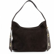 Velora Kahve - Kenarları Kemer Detaylı Süet Çanta