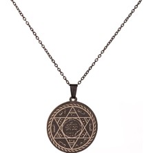 Süleyman Mührü ve Cin Mektubu Yazılı Çelik Kolye Kararmaz Paslanmaz Çelik Zincirli Unisex Kolye