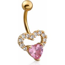 Pembe Taşlı Kadın Göbek Piercing