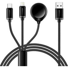 Essager 3’ü 1 Arada Şarj Kablosu 3A | Usb-A To Usb-C + Lightning + Akıllı Saat Şarj Kablosu