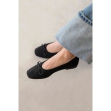 Straswans Galo Kadın Fiyonk Detay Süet Babet Siyah