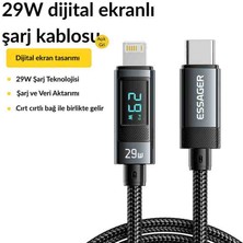 Essager 29W Dijital Göstergeli Hızlı Şarj Kablosu Type-C To Lightning iPhone 1m