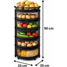 Doremcy 5 Katlı Yana Açılır Sebzelik Meyvelik Patates Soğan Sepeti 90X35 cm Çok Amaçlı Mutfak Depolama Rafı