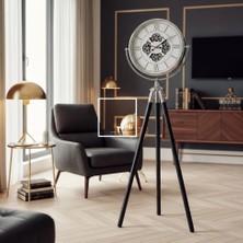 İki Yedi Konsept Theon Tripod Ayaklı Dekoratif Büyük Boy Saat 170 cm Vintage Salon Ofis Zemin Saati Modern Tasarım