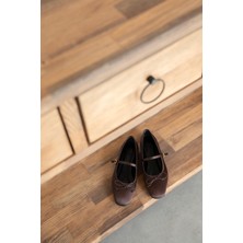 Straswans Maxy Kadın Fiyonk Detay Saten Babet Kahve