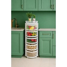 Doremcy 5 Katlı Yana Açılır Sebzelik Meyvelik Patates Soğan Sepeti 90X35 cm Çok Amaçlı Mutfak Depolama Rafı