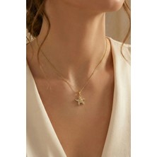 Baleno Concept 925 Ayar Işıltılı Zirkon Işlemeli Deniz Yıldızı Figürlü Gümüş Kolye