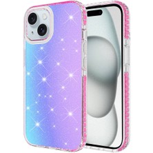 iPhone 15 Plus Uyumlu Parlak Renk Geçişli Ydst Velle Kapak-Pembe Koyu