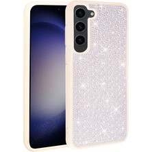 Galaxy S23 Kılıf Parlak Taşlı Tasarım Ydst Ston Kapak-Beyaz