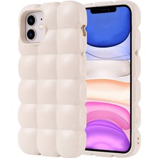 Apple iPhone 12 Kılıf Parlak Esnek Silikon Ydst Dom Dom Kapak-Beyaz