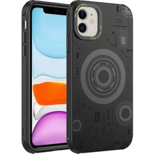 Apple iPhone 11 Kılıf Ydst Wireless Şarj Özellikli Desenli Hot Kapak-Siyah